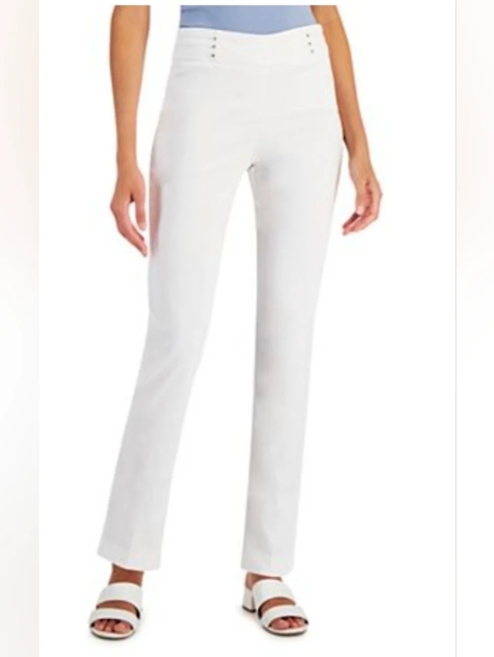 JM Collection White Rivet Size S Short Slim-Leg Pull-On Pants - Picture 1 of 8